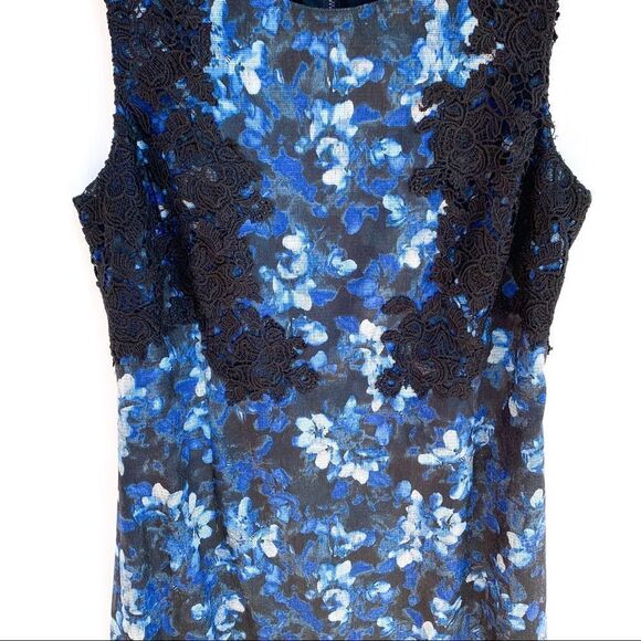 NWT T Tahari Navy Black Floral Print Fiona Dress - Picture 6 of 13